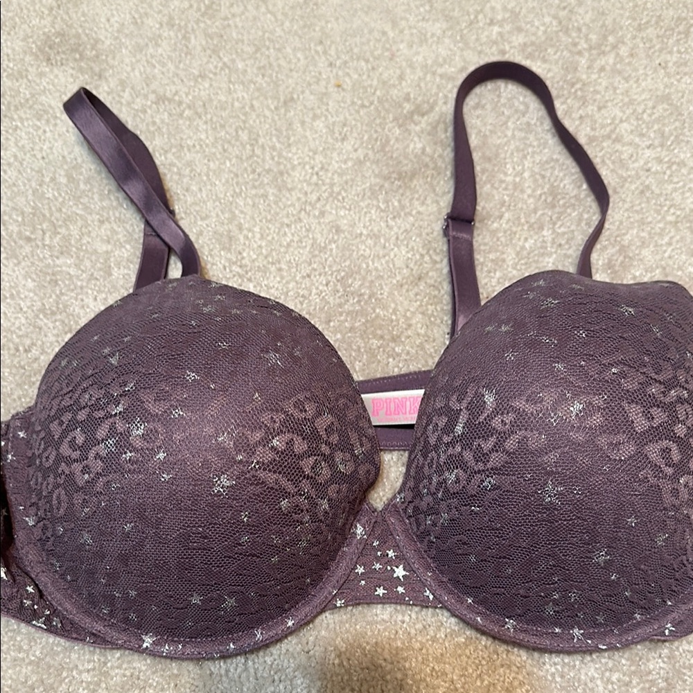 PINK Victoria's Secret Lace Underwire Bra - Purple 38D